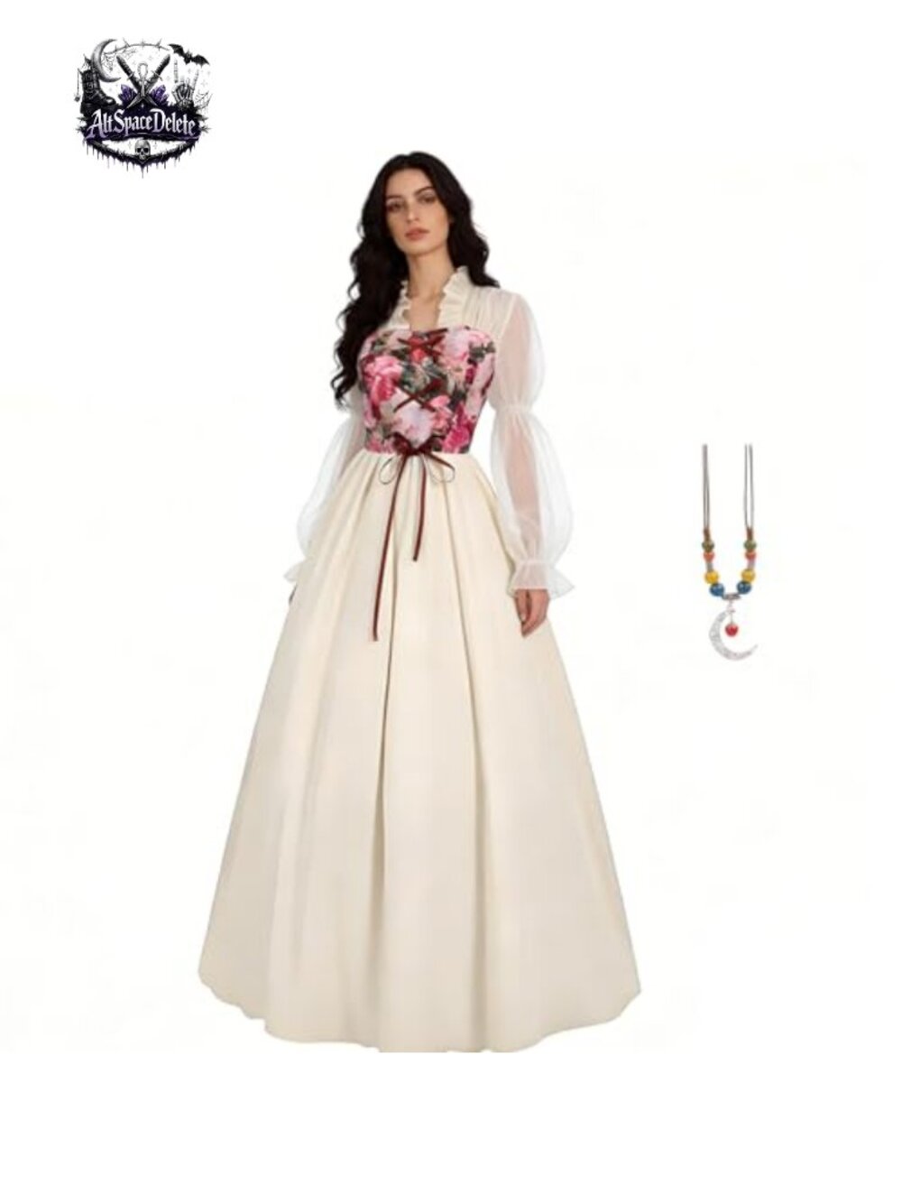 Renaissance Corset Dress Victorian Medieval Gown Floral Costume